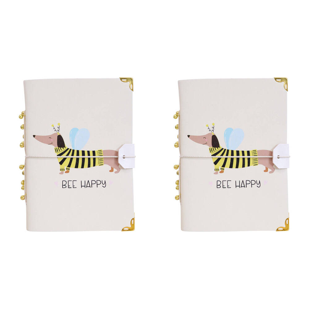 2PK LVD Leather Notebook Writing Stationery 18x13cm - Dachshund Bee