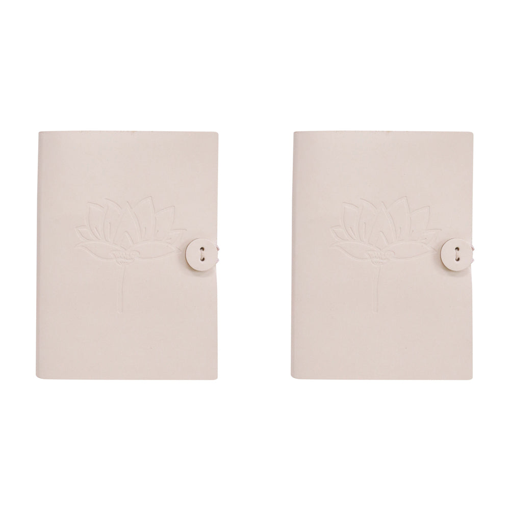 2PK LVD Recycled Leather Note Book Lotus Stylish Hard Cover Journal/Diary