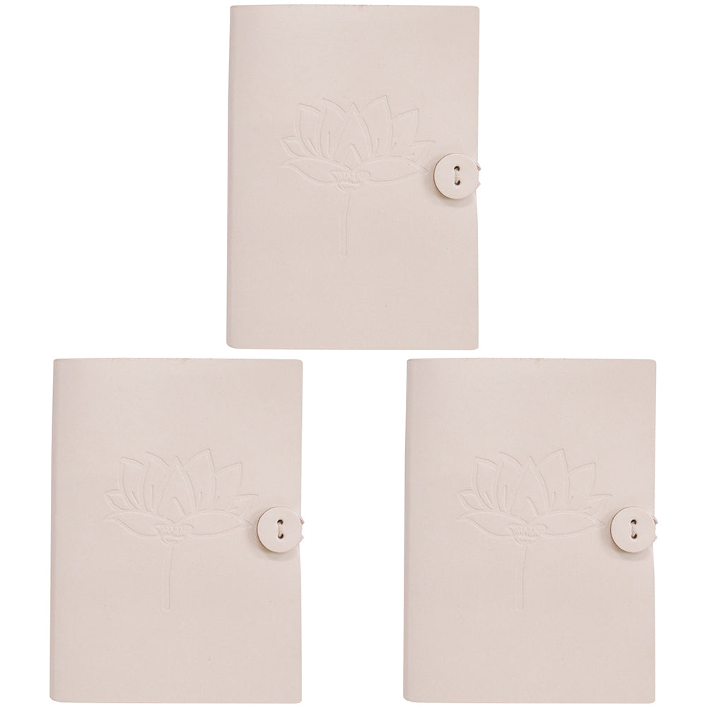 3PK LVD Recycled Leather Note Book Lotus Stylish Hard Cover Journal/Diary