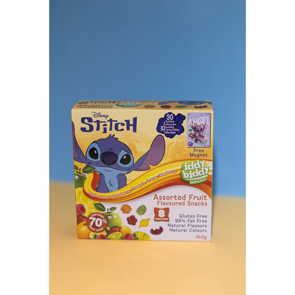 12PK Iddy Biddy Lilo & Stitch 160g Assorted Fruit Flavoured Snacks
