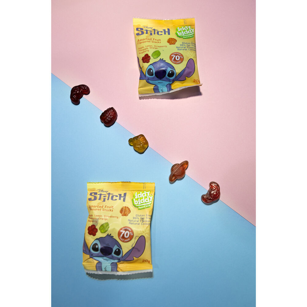12PK Iddy Biddy Lilo & Stitch 160g Assorted Fruit Flavoured Snacks