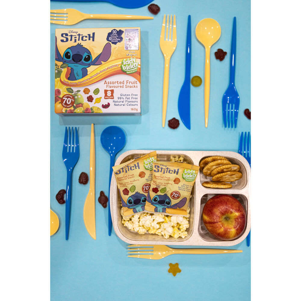 12PK Iddy Biddy Lilo & Stitch 160g Assorted Fruit Flavoured Snacks