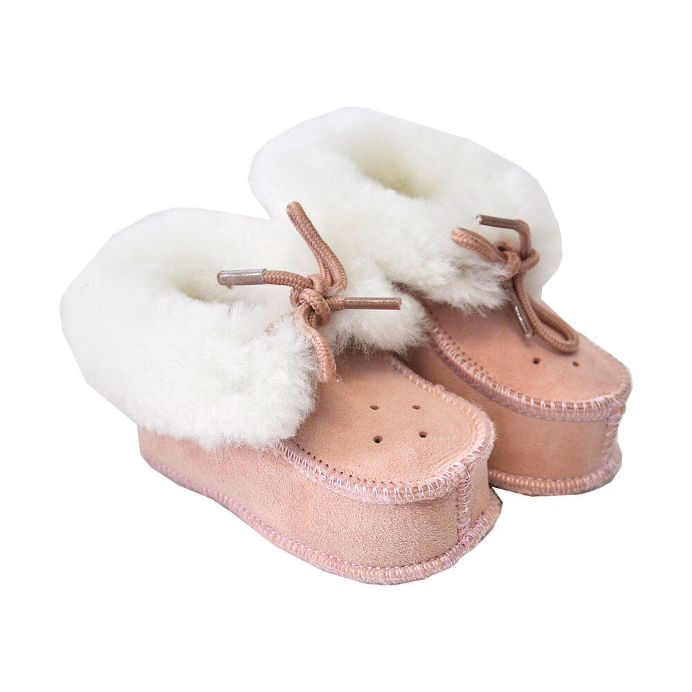 Huxford Grove Tykes Sheepskin Lined Booties Baby Shoes Pink