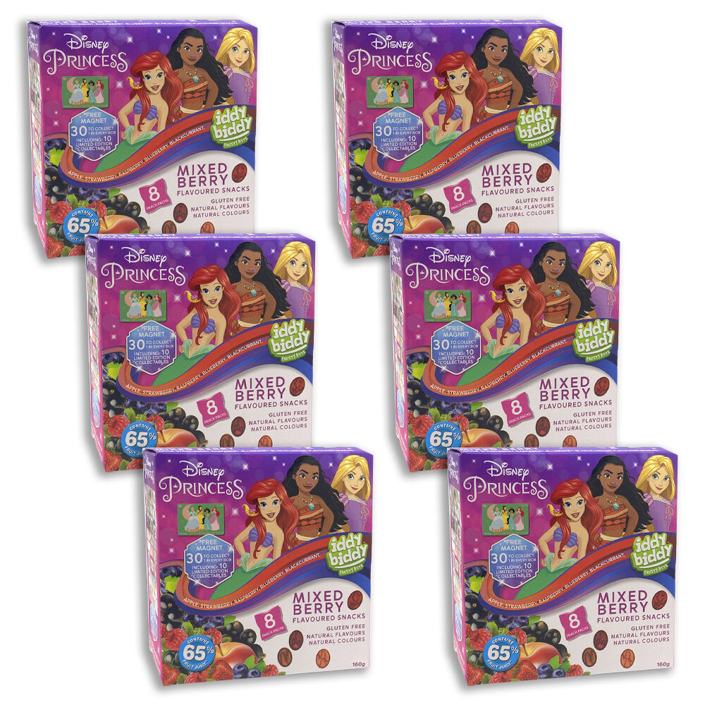 6x 8pc Iddy Biddy Disney Princess Mixed Berry Gummies Snack Pack