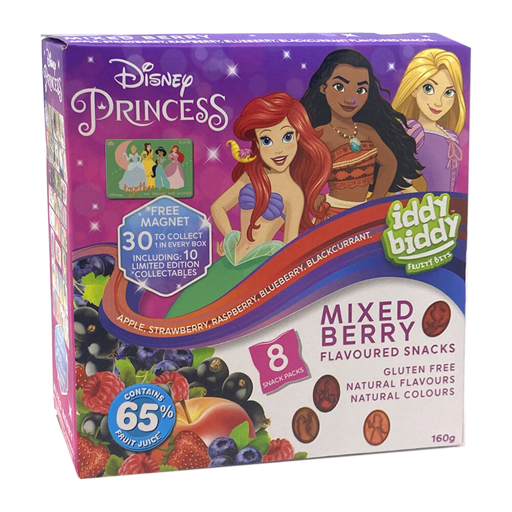 6x 8pc Iddy Biddy Disney Princess Mixed Berry Gummies Snack Pack