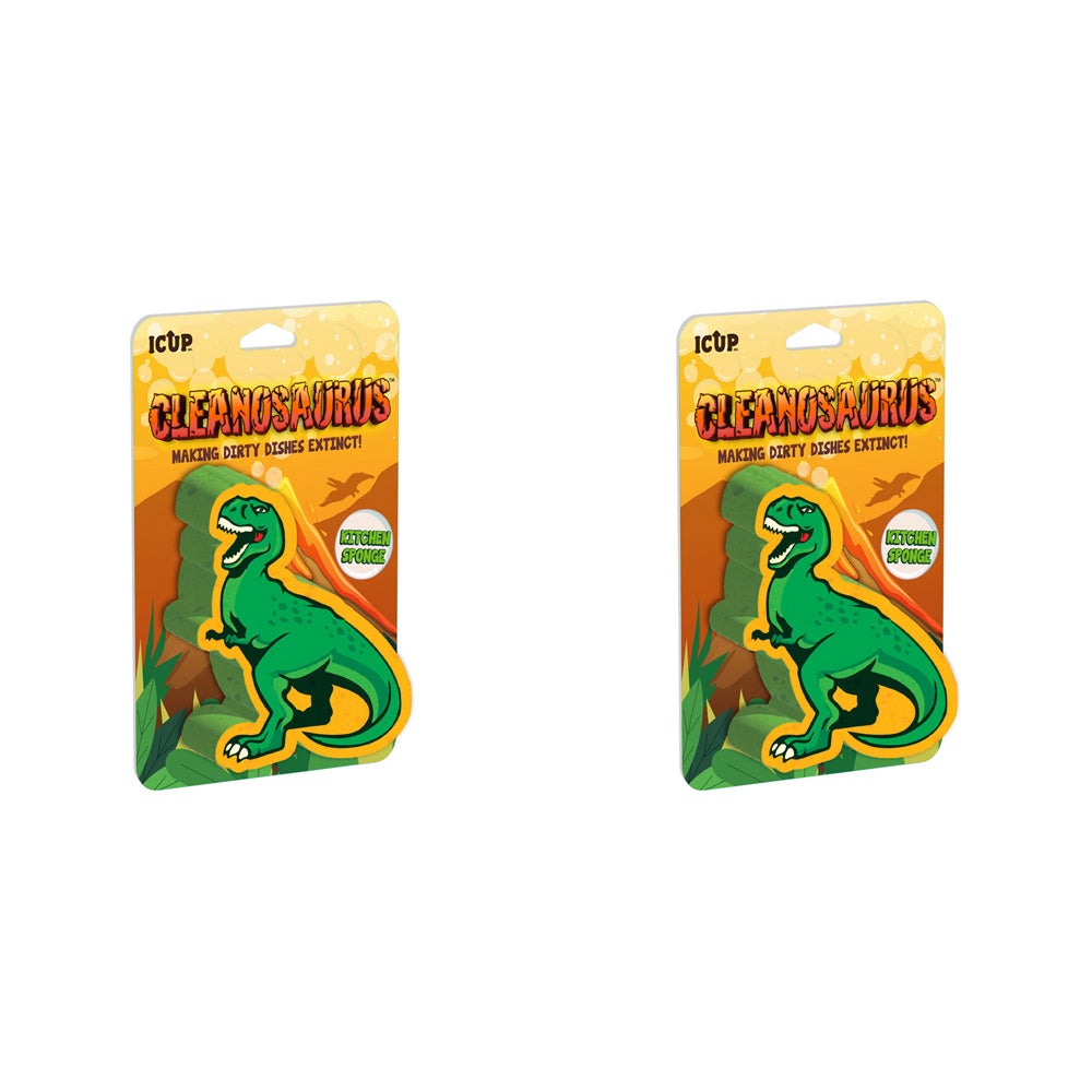 2PK iCUP Inc Cleanosaurus 11cm Kitchen Dishwashing Sponge - Green