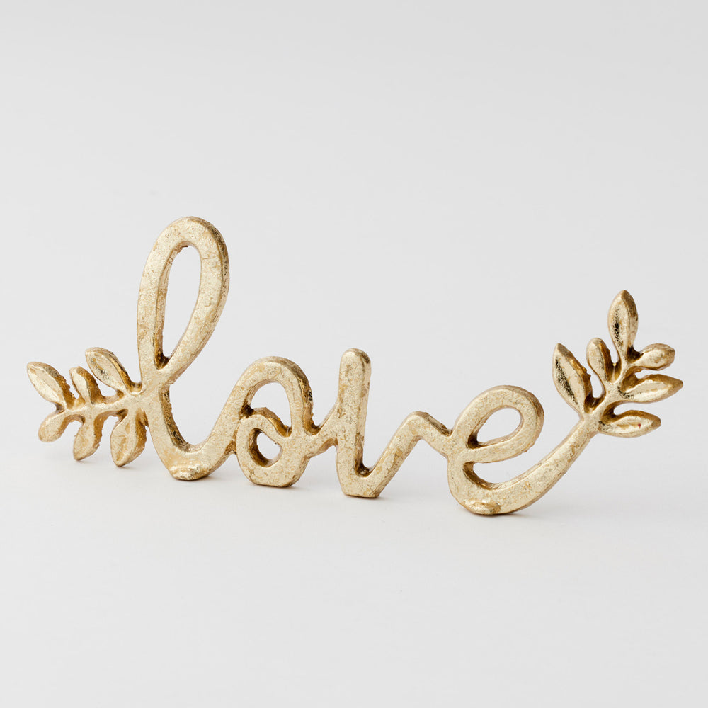 2PK Pilbeam Living Iron Love Sculpture Home Decor Gold 23.5cm