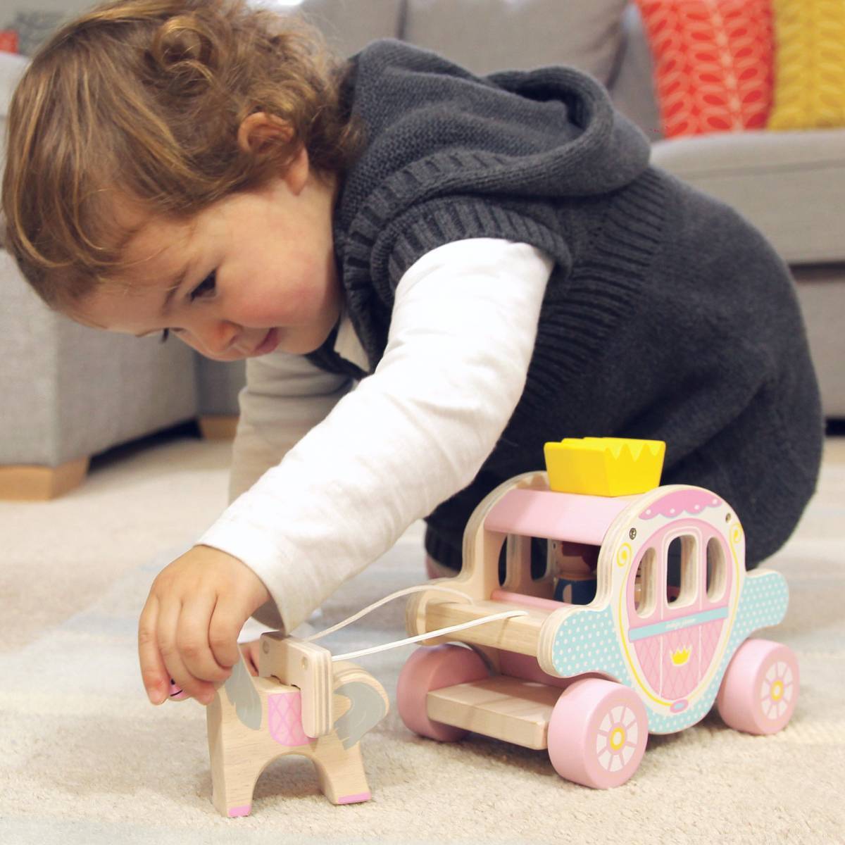 Indigo Jamm 32cm Princess Polly's Carriage Kids Wooden Toy Set 18m+