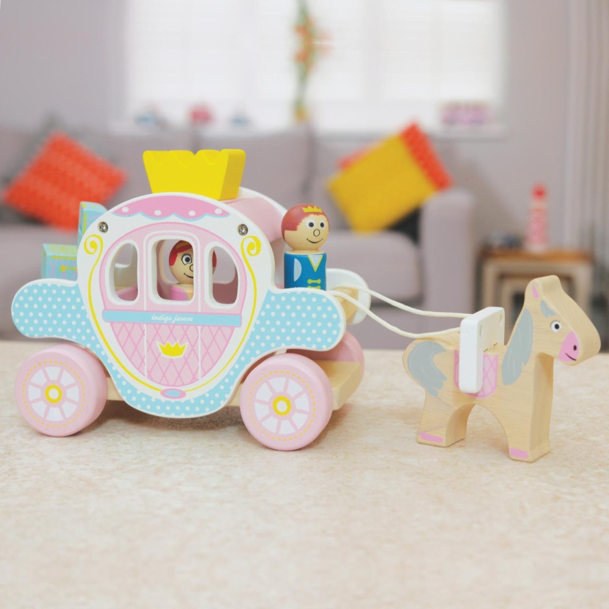 Indigo Jamm 32cm Princess Polly's Carriage Kids Wooden Toy Set 18m+