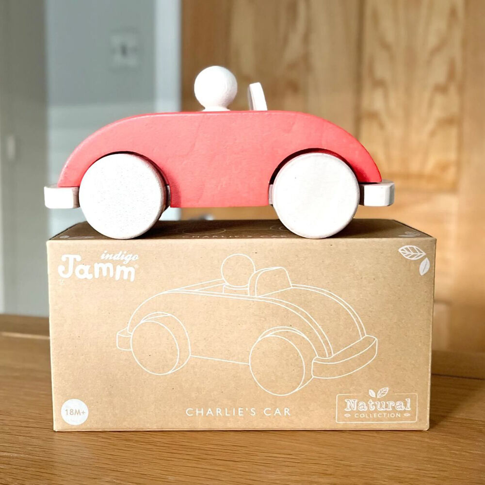 Indigo Jamm Charlie's Car 20cm Kids Natural Wooden Toy 18m+