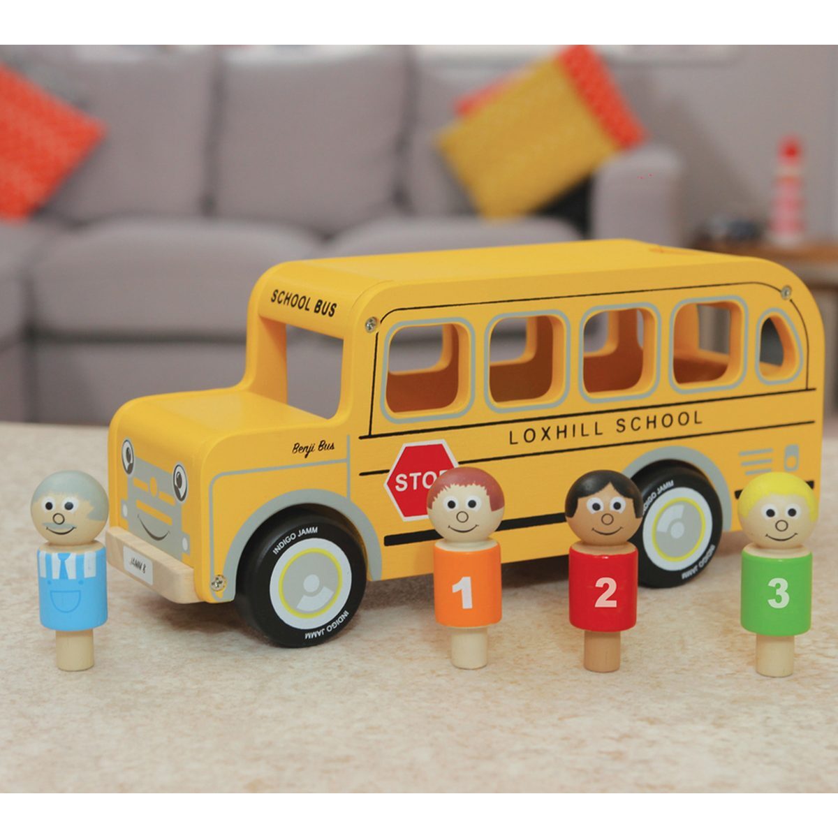 Indigo Jamm 27cm Benji Bus Kids/Children Wooden Toy Set 18m+