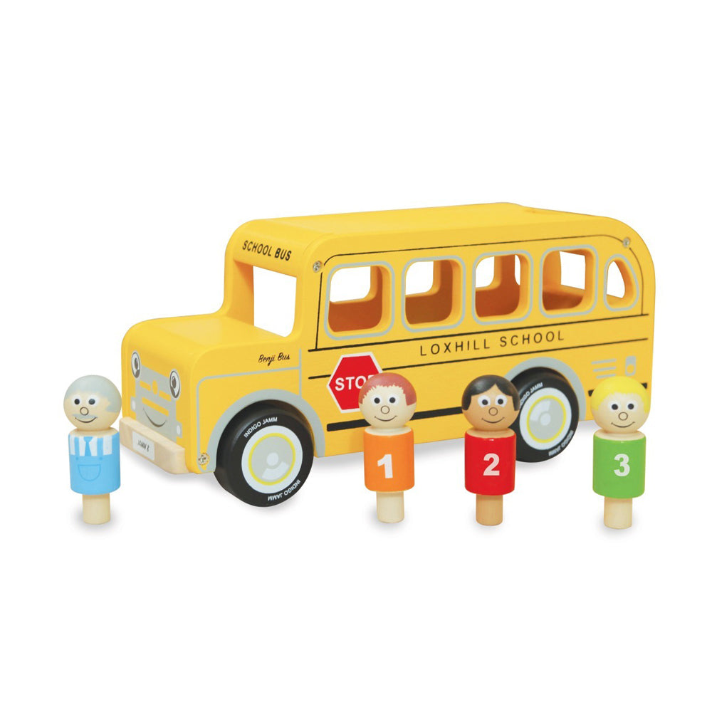 Indigo Jamm 27cm Benji Bus Kids/Children Wooden Toy Set 18m+