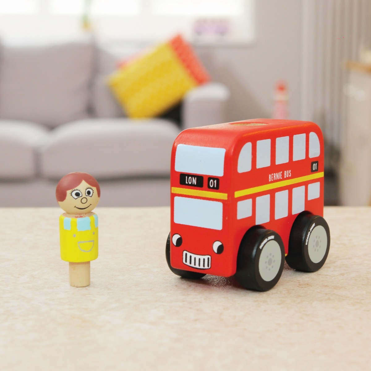 Indigo Jamm 10.5cm Mini Bernie Bus Kids Wooden Vehicle Toy18m+