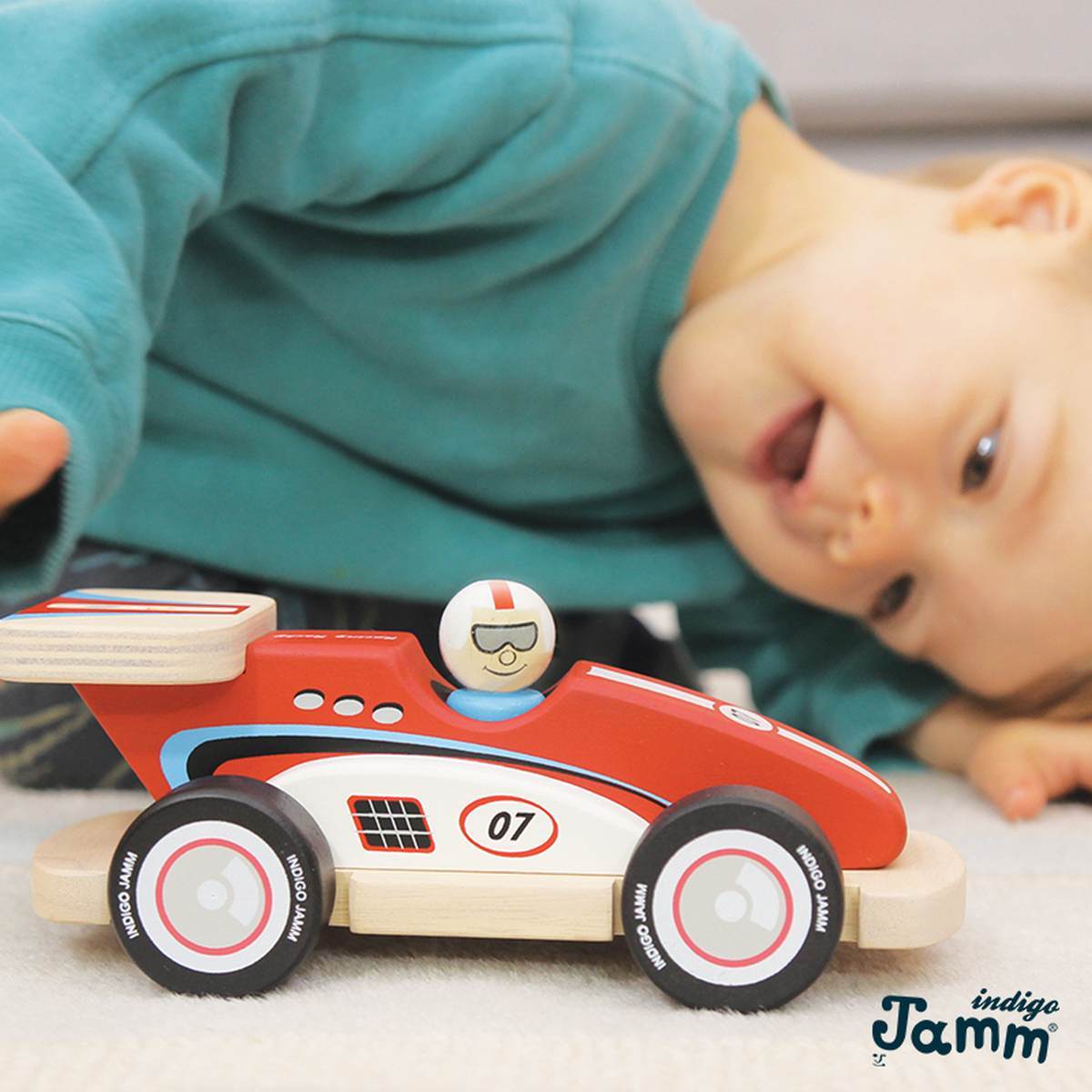Indigo Jamm 20cm Rocky Racer Kids Wooden Toy Car 18m+