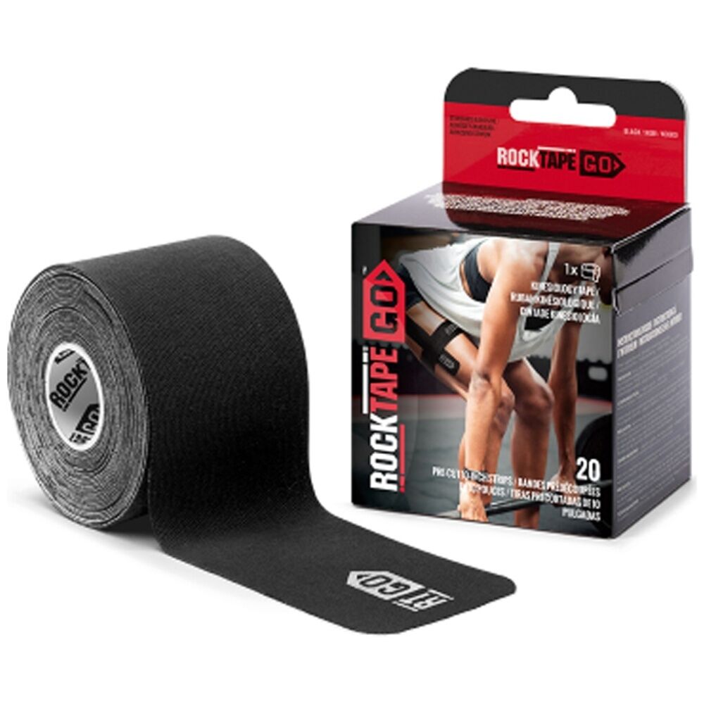 20pc Rocktape Go Precut Kinesiology Sports Stretchy Tape Strips Black