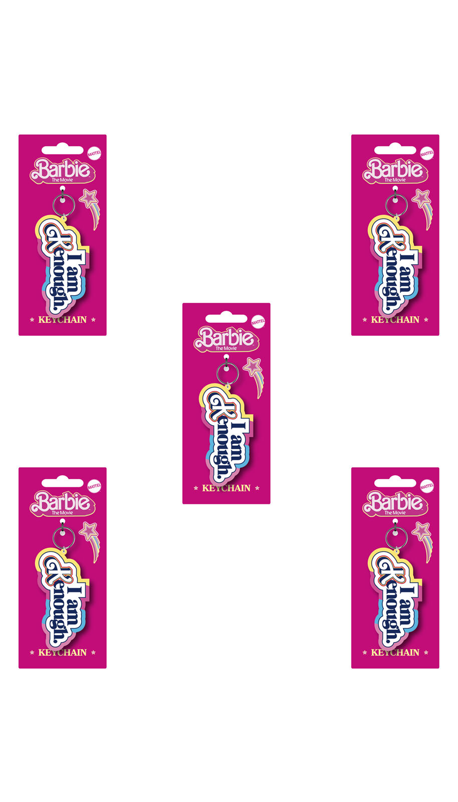 5PK Impact Rock Merchandise Barbie Movie I am Kenough PVC Keyring 9cm Multicoloured
