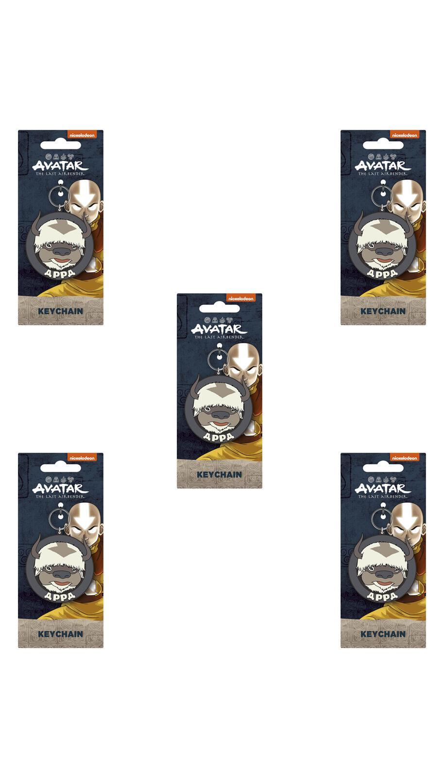 5PK Avatar: The Last Airbender Appa Character PVC Rubber Keyring 9cm Multicoloured