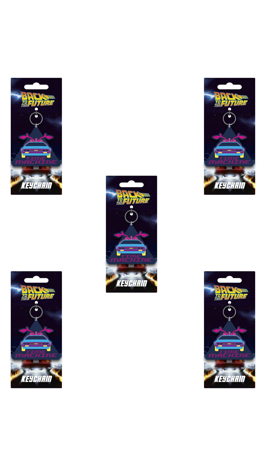 5PK Back To The Future Time Machine PVC Latex Free Keyring 9cm Multicoloured
