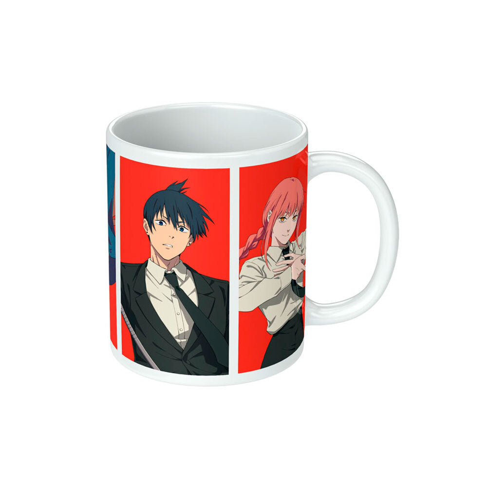 2PK Chainsaw Man Group Grid White Ceramic Printed Mug
