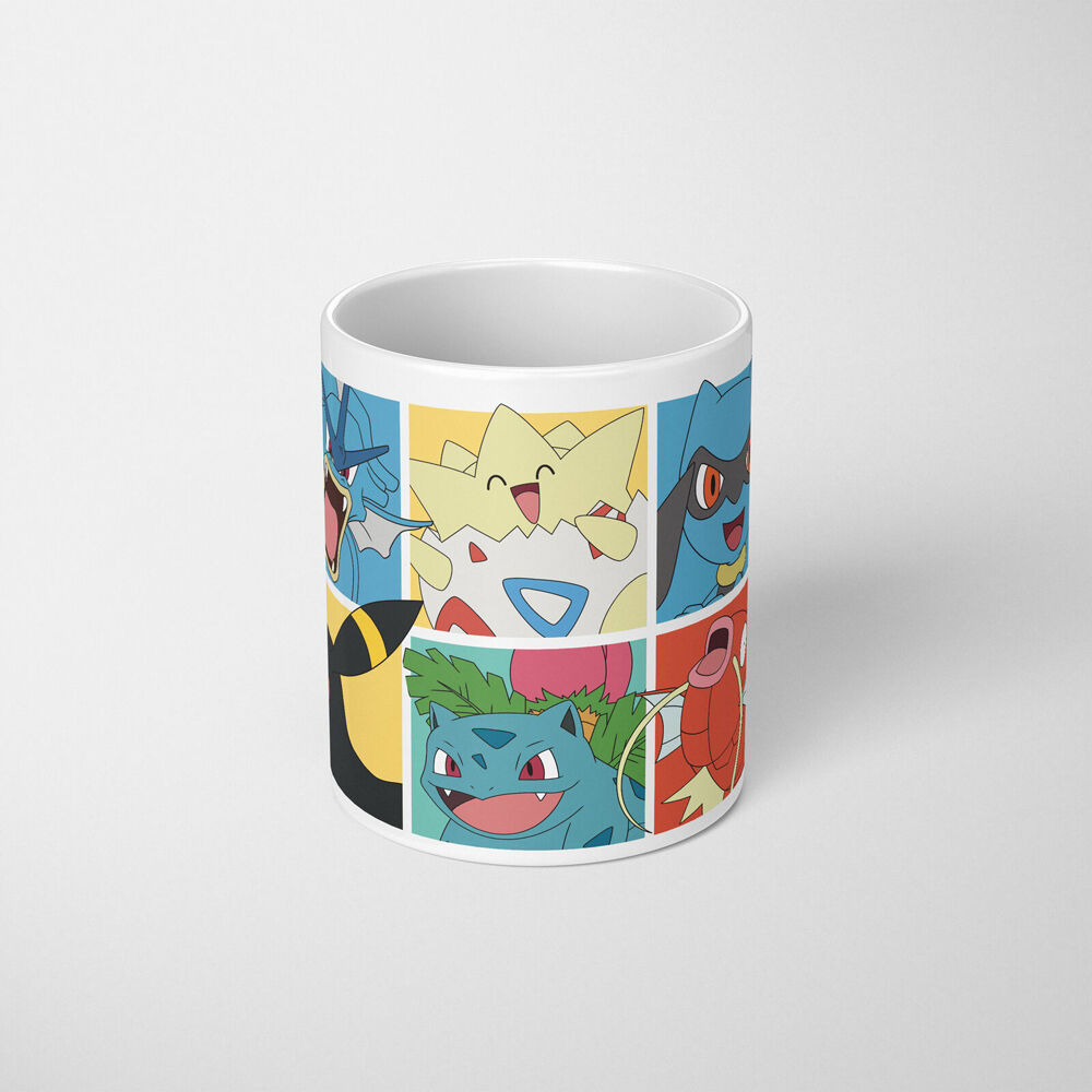 2PK Pokemon Kanto Grid 1 Ceramic Mug Drinking Cup White 9x11cm