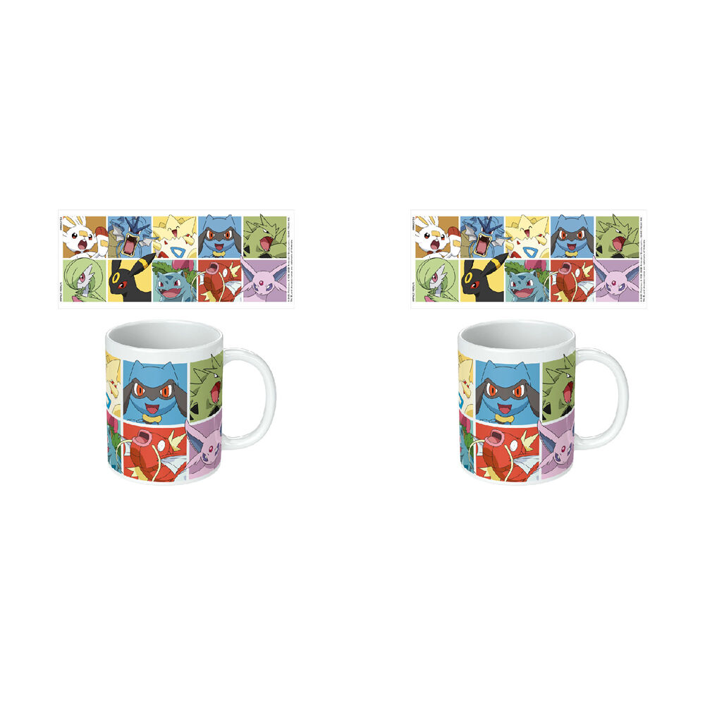 2PK Pokemon Kanto Grid 1 Ceramic Mug Drinking Cup White 9x11cm