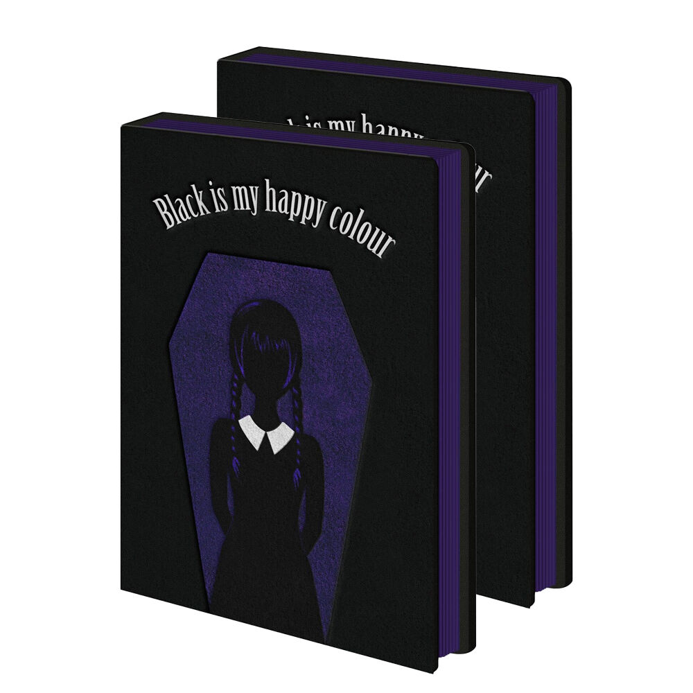 2PK Wednesday Black Is My Happy Colour Super Soft Plush Notebook A5