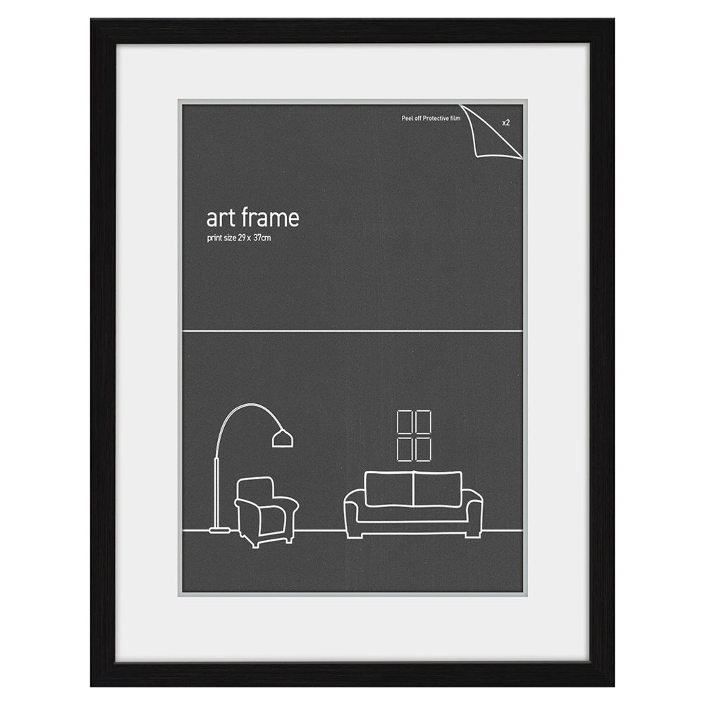 Frames & Hangers 29x37cm Picture Poster Frame Black With Double Mat