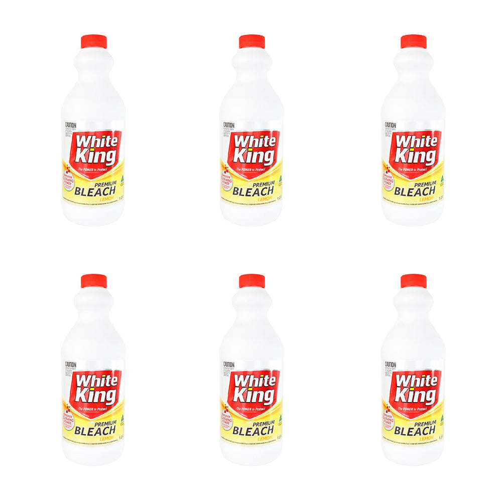 6PK White King Premium Liquid Powerful Bleach Cleaner 1.25L - Lemon