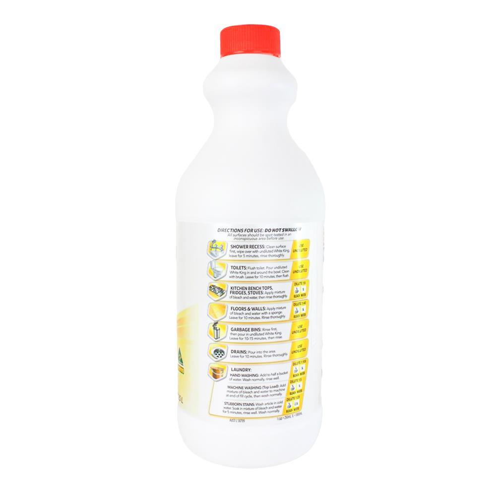 6PK White King Premium Liquid Powerful Bleach Cleaner 1.25L - Lemon