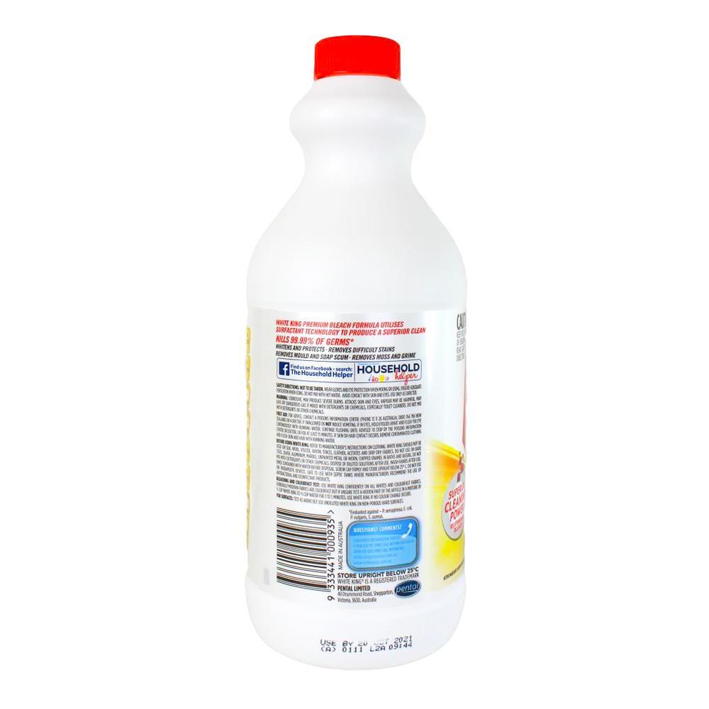 6PK White King Premium Liquid Powerful Bleach Cleaner 1.25L - Lemon