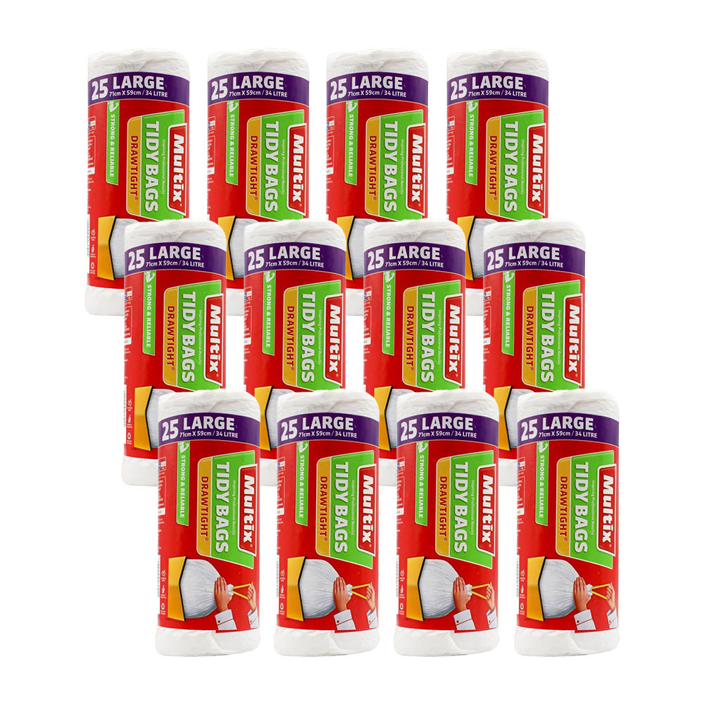 300pc Multix 34L Degradable Tidy Bags Drawtight 71x59cm Large