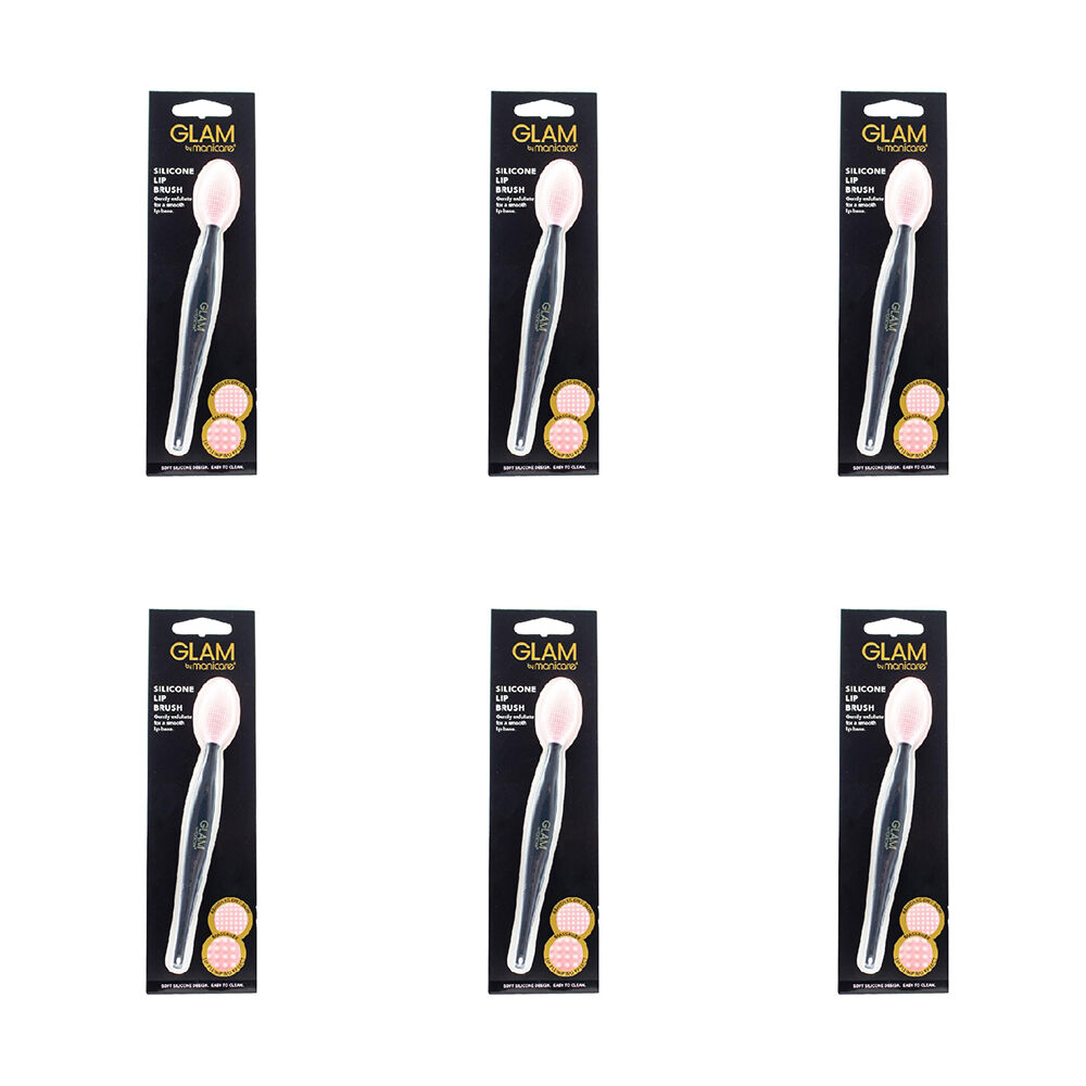 6PK Glam By Manicare Soft Silicone Lip Brush Makeup Tool - Black