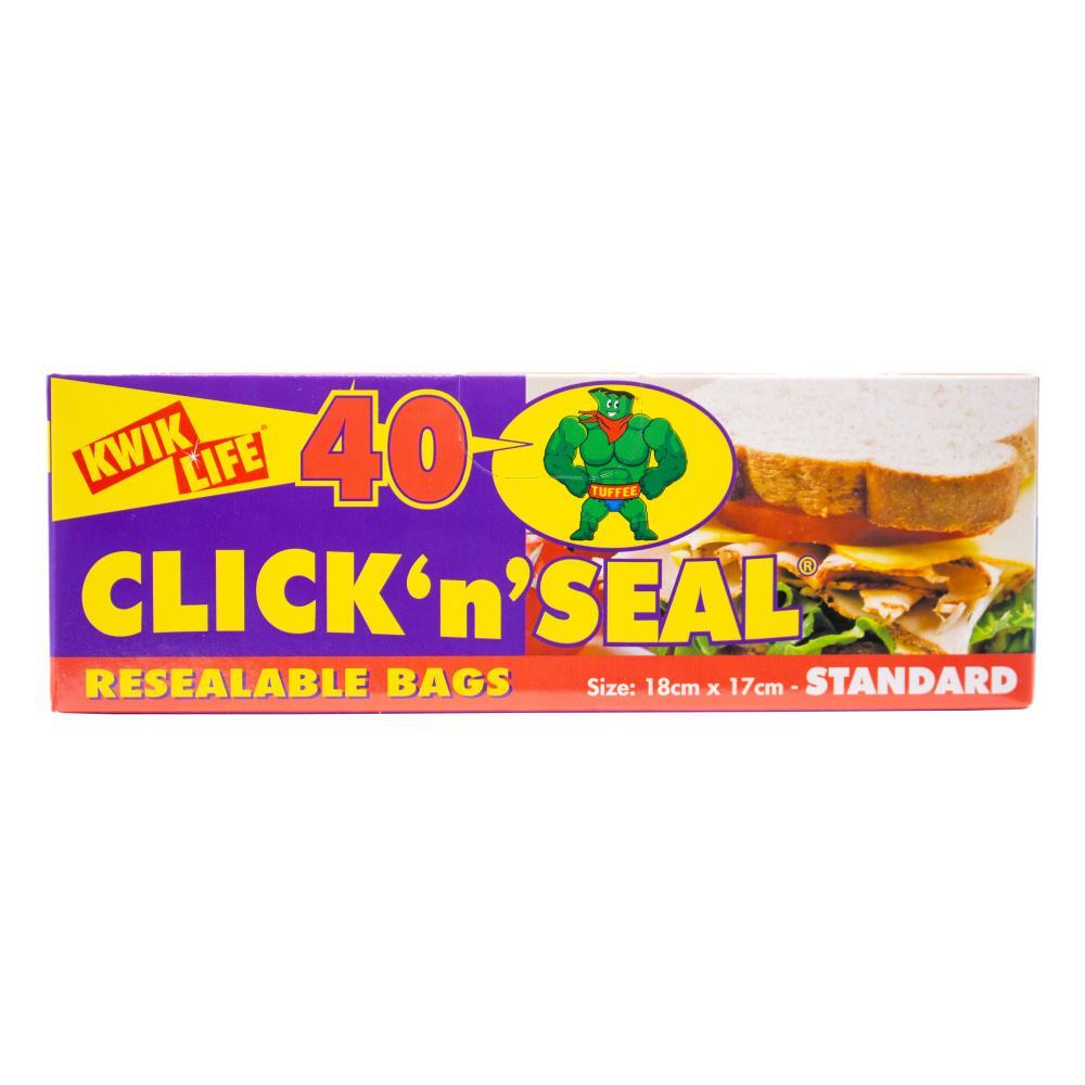480pc Kwik Life Click N Seal Resealable Sandwich Bags Standard 18x17cm Clear