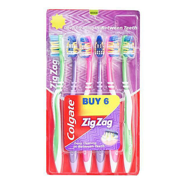 12x 6pc Colgate Zig-Zag Deep Cleaning Toothbrush Medium Teeth Care