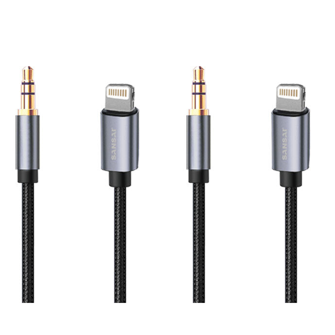 2PK Sansai 8 Pin to 3.5mm Audio Cable 150cm Cable