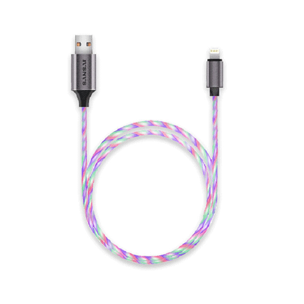 3PK Sansai RBG Light Up 8-Pin Cable 2.4A 1M Multi-Coloured