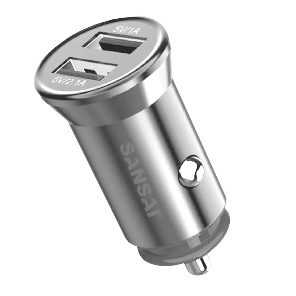 Sansai Aluminium Car Charger - Silver