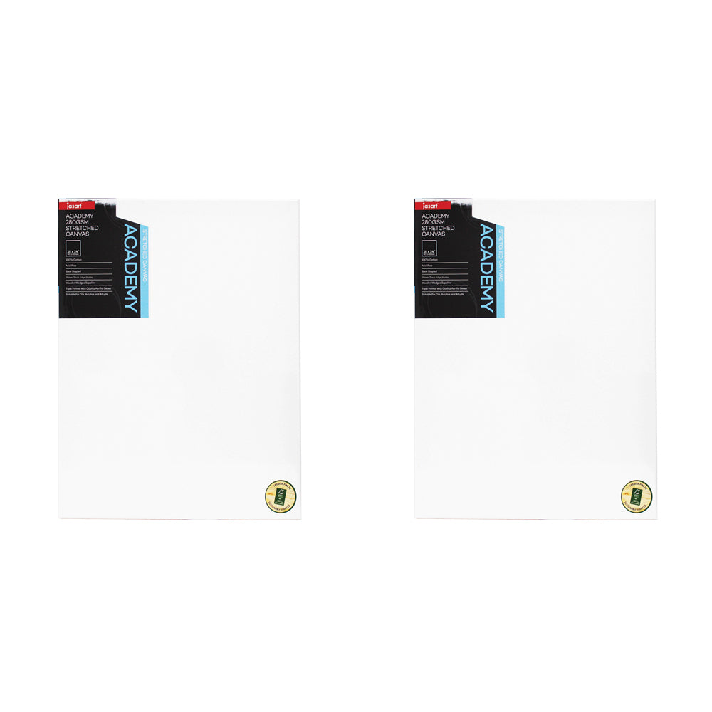 2PK Jasart Academy 18x24" Thick Edge Cotton Stretched Canvas 280GSM - White