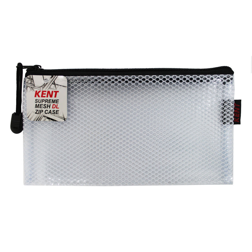 5PK Kent Supreme Mesh DL Zip Pencil Case 220x115mm Marker Storage