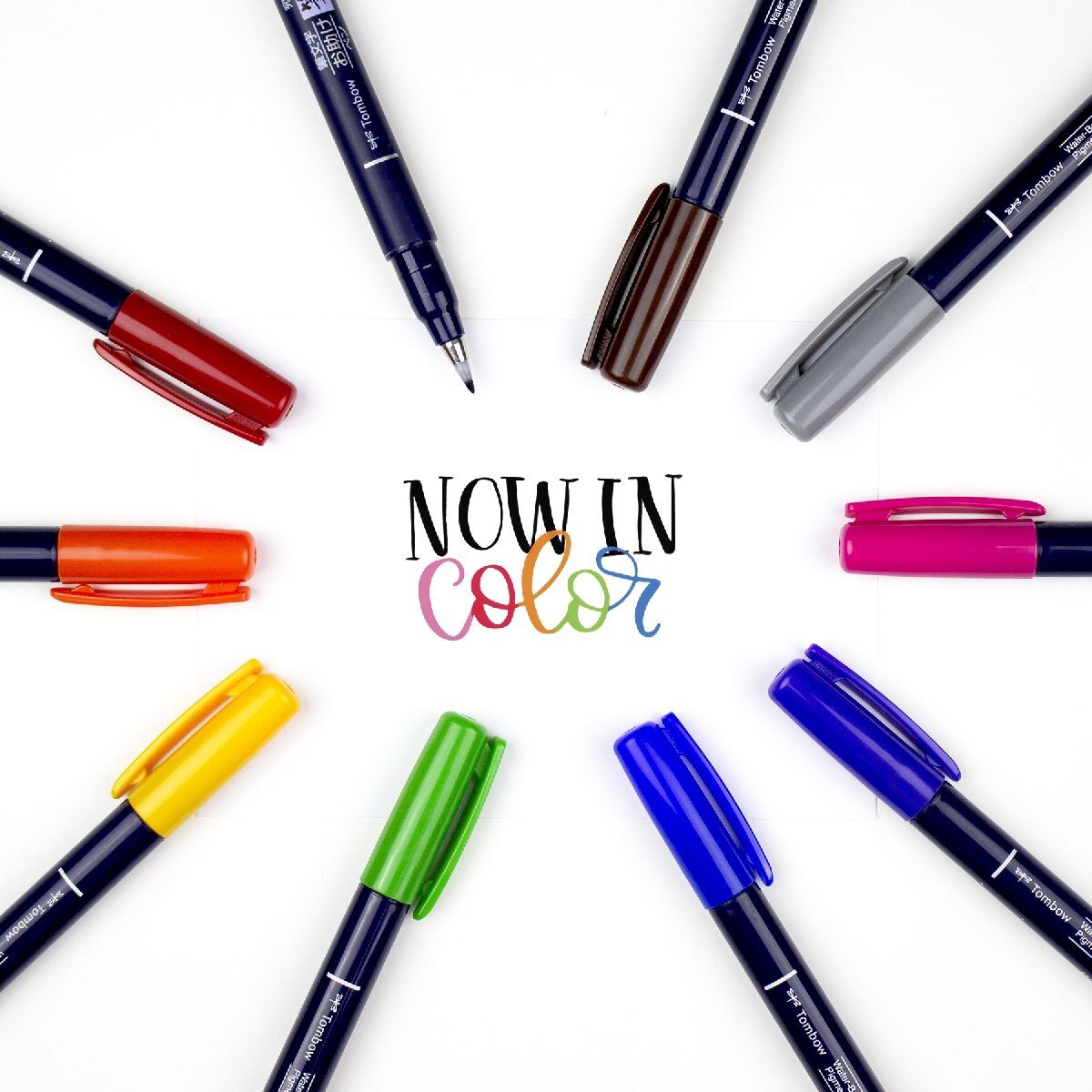 10pc Tombow Fudenosuke Hard Tip Brush Pen Drawing Set