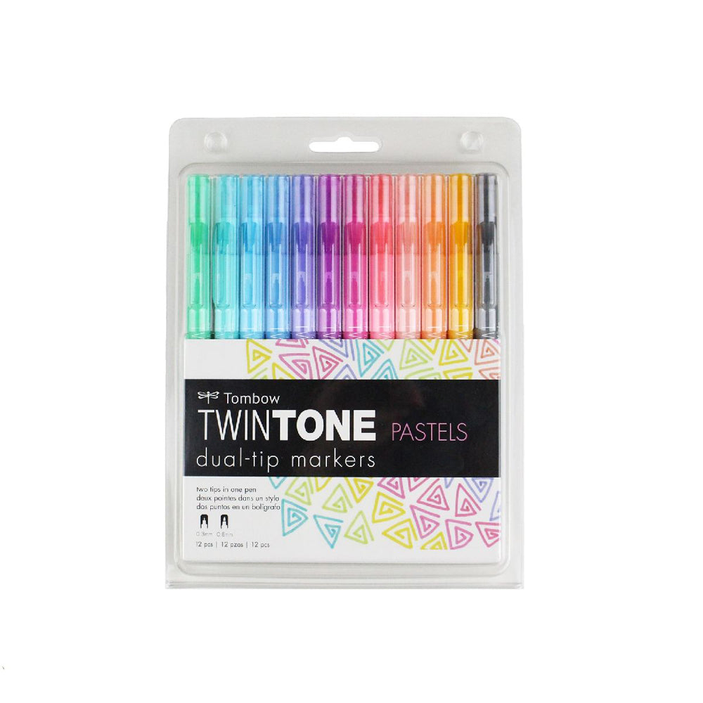 2x 12pc Tombow TwinTone Dual Tip Marker Set - Pastels