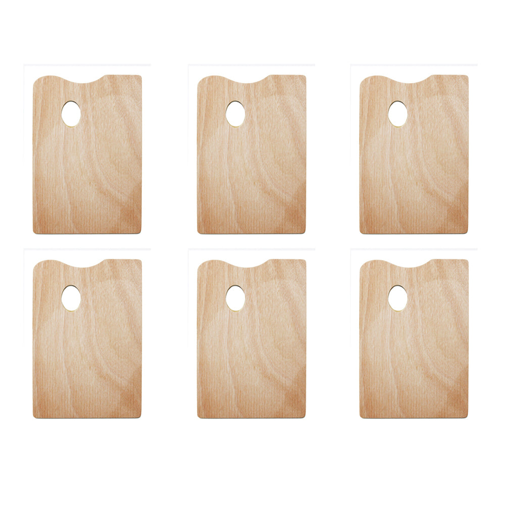 6PK Jasart Rectangle Wooden Palette Natural 20x30cm - Small