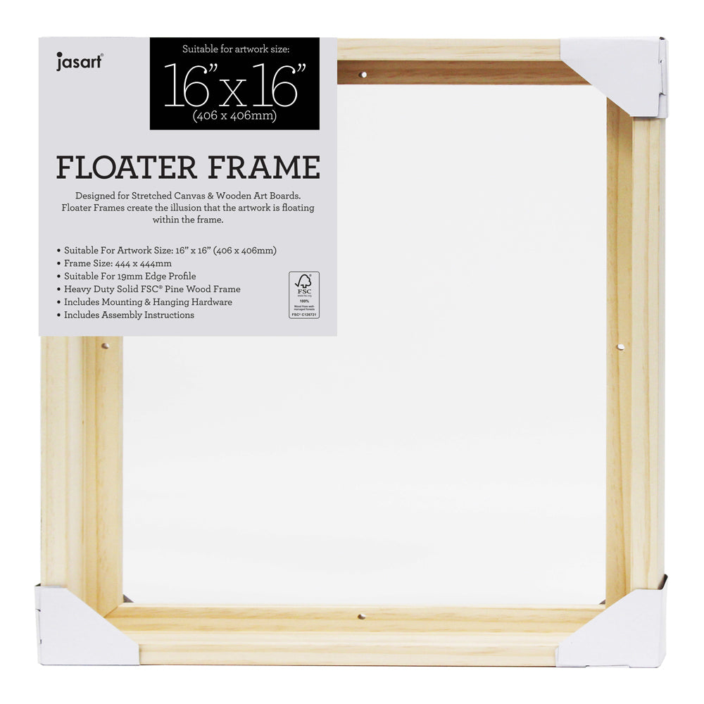 Jasart Thin Edge Artwork 16x16" Floater Frame Wood - Natural