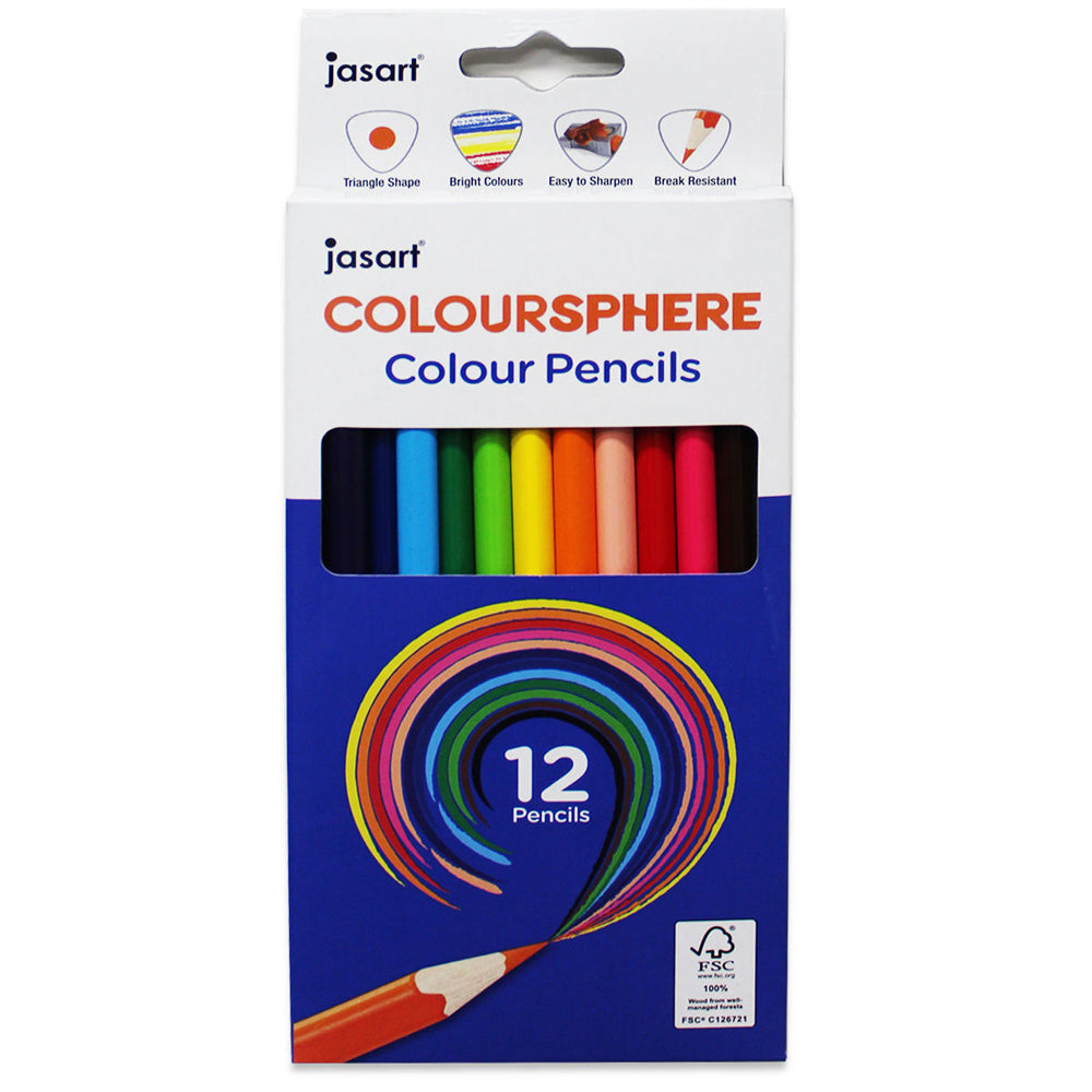 12x 12pc Jasart Coloursphere Colour Pencil Set - Triangular