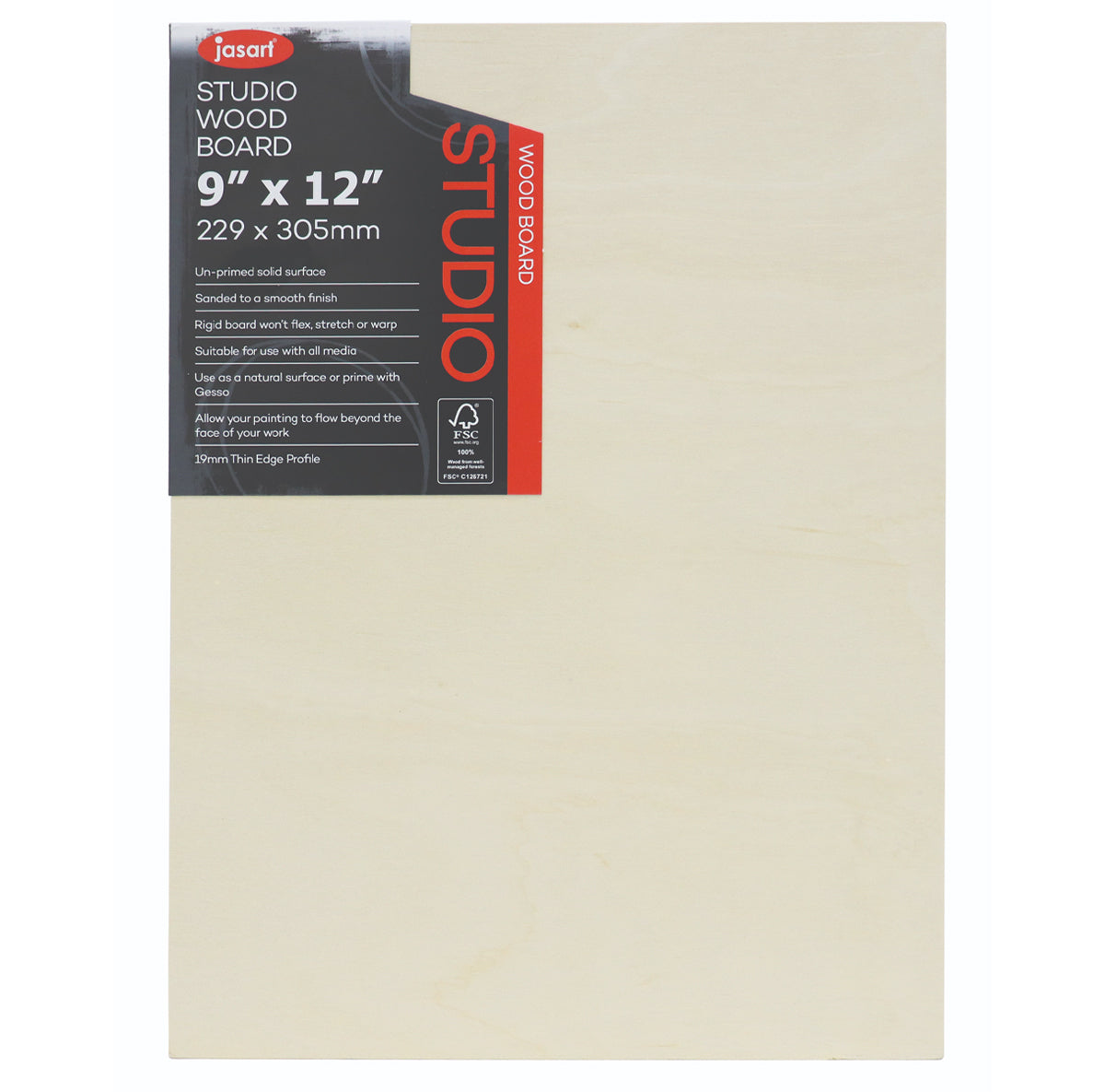2PK Jasart Studio Artist Board  3/4" Thin Edge 9x12" Wooden Board