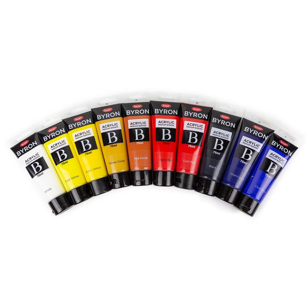 10PK Jasart Byron 75ml Acrylic Paint Tube Art/Craft - Silver