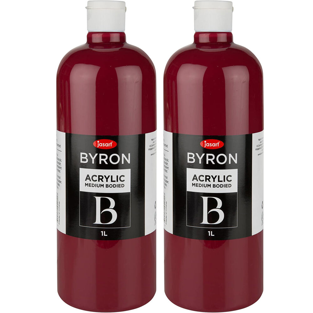 2PK Jasart Byron 1L Acrylic Paint Bottle Medium-Bodied - Magenta