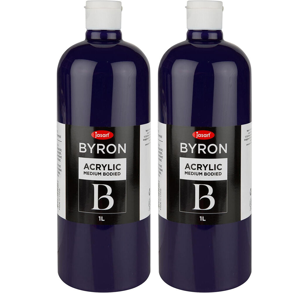 2PK Jasart Byron 1L Acrylic Paint Bottle Medium-Bodied - Warm Blue