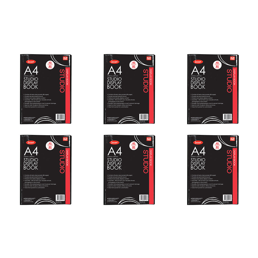 6PK Jasart A4 Studio Display Book Art Protector - 40 Pockets