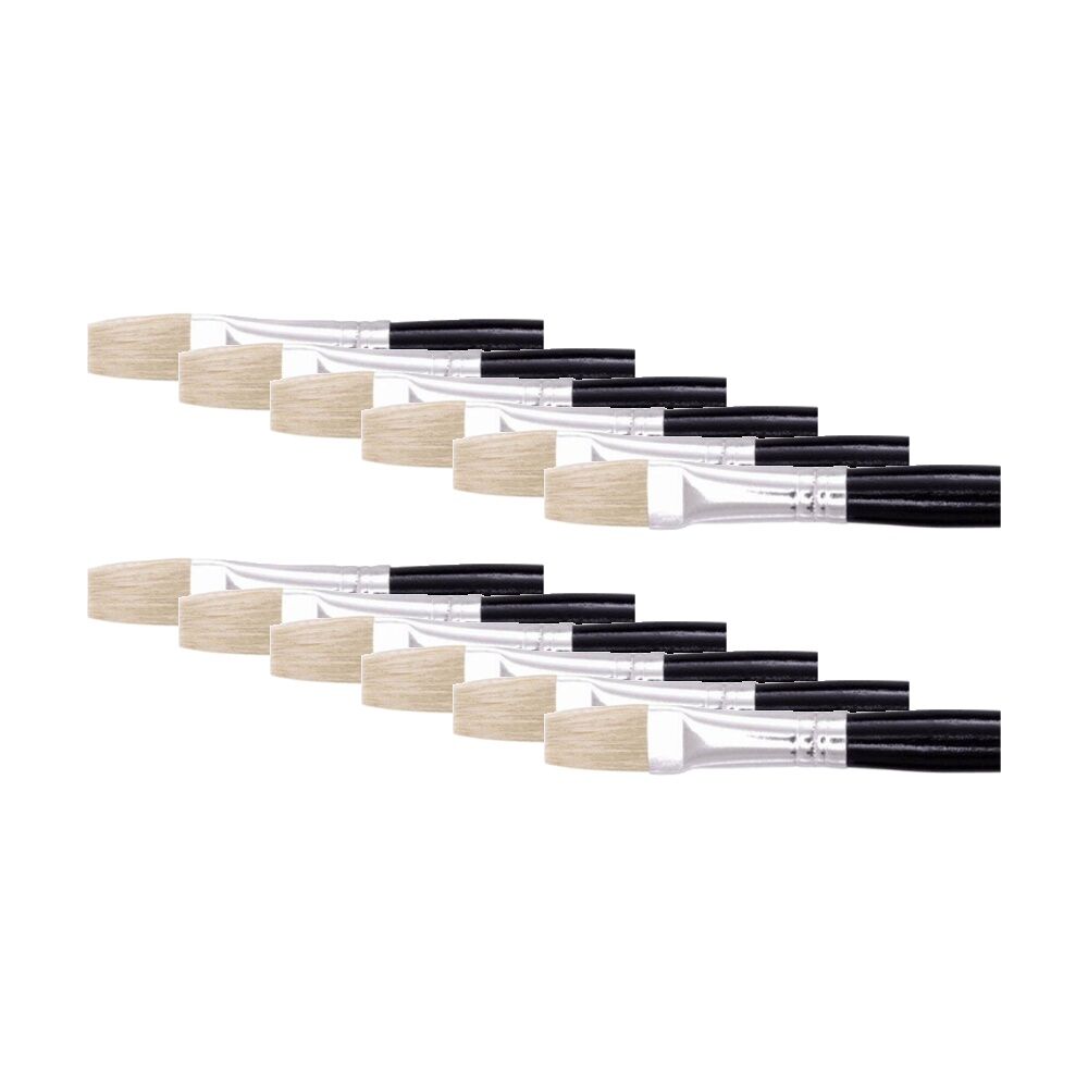 12PK Jasart Hog Bristle Series 577 Flat Paint Brush - Size 4